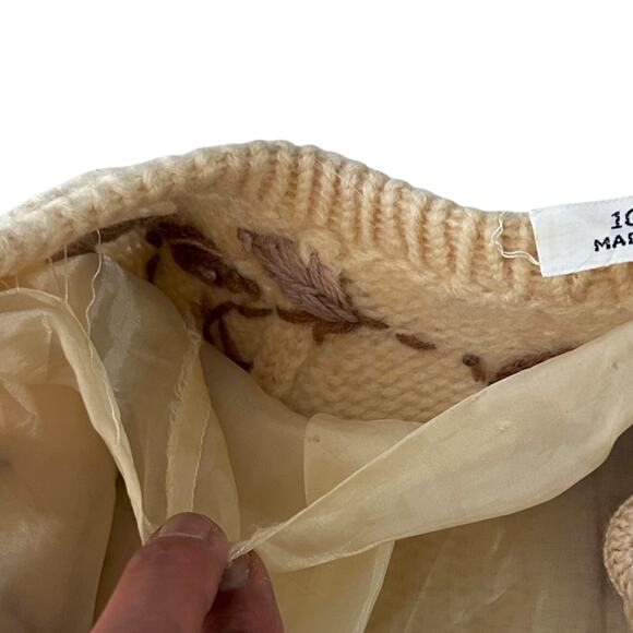 SOLD SOLD 1960s Wool Embroidered Long Cardigan Sweater Granny Boho Cottage SM - Picture 13 of 15